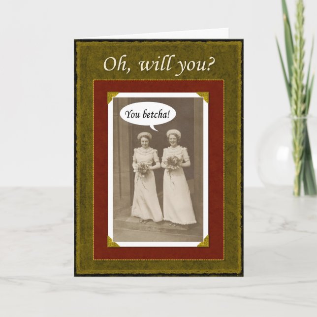 Invitación ¿Eres mi dama de honor, Betcha? (Anverso)