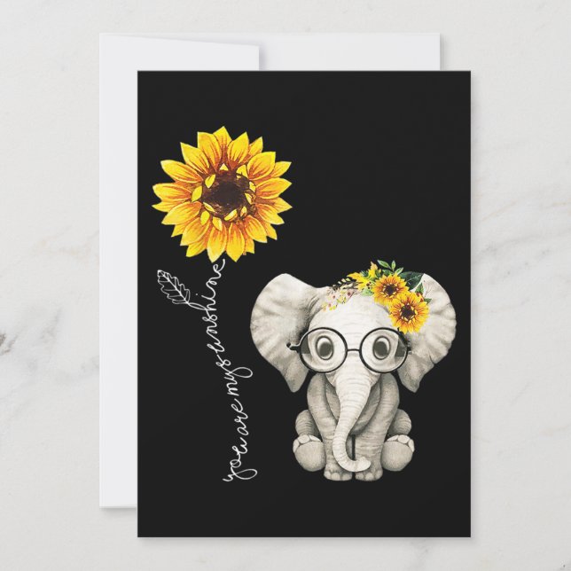 Invitación Eres Mi Elefante Hippie Sunflower Sunshine (Anverso)
