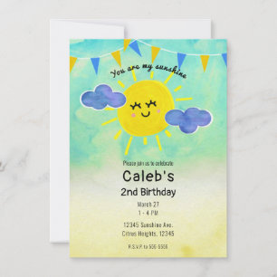 Invitación Eres mi Fiesta de Cumpleaños Amarillo Sol y Azul