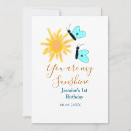 Invitación Eres mi naranja amarillo sol azul mariposa