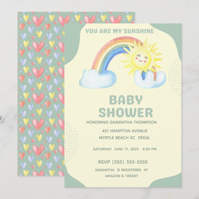 Invitación Eres Mi Sexo Sunshine Neutral Baby Shower (Anverso / Reverso)