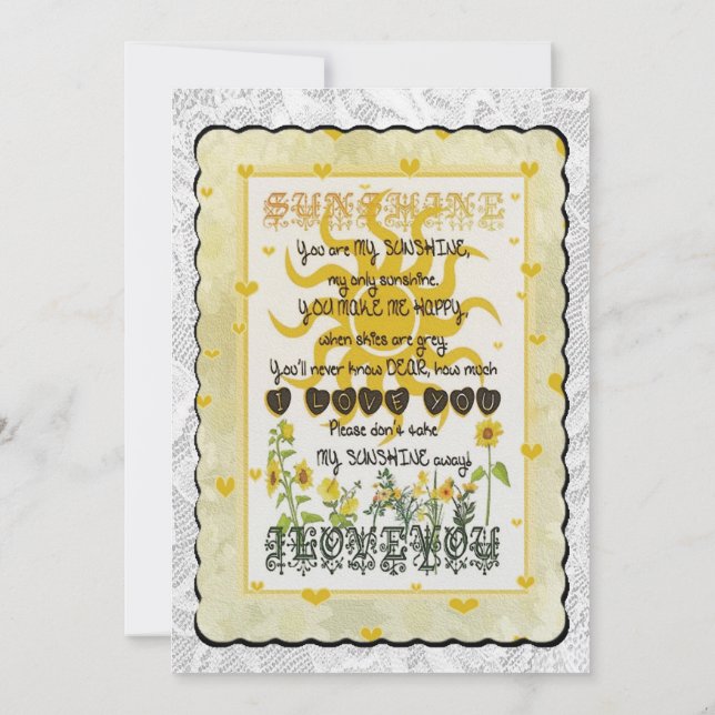 Invitación Eres mi sol. (Reverso)