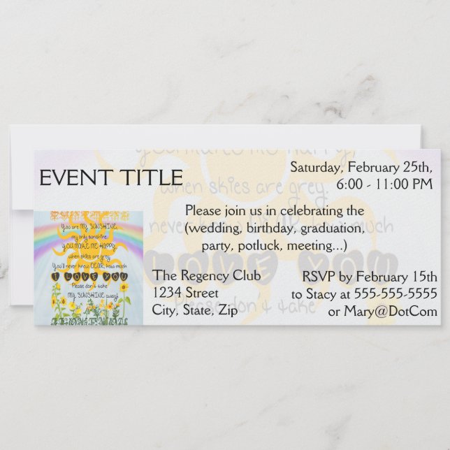 Invitación Eres Mi Sol. (Anverso)