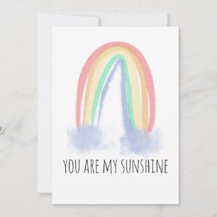 Invitación Eres mi sol acuarela pintada arcoíris  