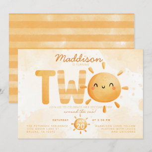 Invitación Eres mi sol convirtiendo a dos Fiestas de cumpleañ