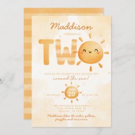 Invitación Eres mi sol convirtiendo a dos Fiestas de cumpleañ