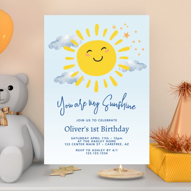 Invitación Eres Mi Sol Cumpleaños Niño 1 año  (Subido por el creador)