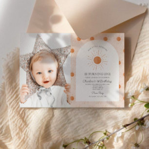Invitación Eres Mi Sol Primera Foto de Cumpleaños