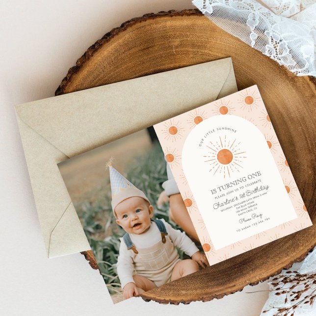 Invitación Eres mi Sunshine Sun Retro Minimal Primer Cumpleañ (Subido por el creador)