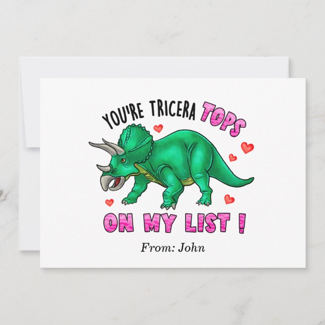Invitación Eres una divertida El día de San Valentín de dinos (Anverso)