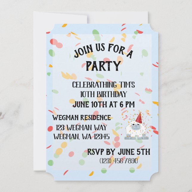 Invitación ¿Eres Yeti Con El Fiesta Cuto Fiesta De Cumpleaños (Reverso)