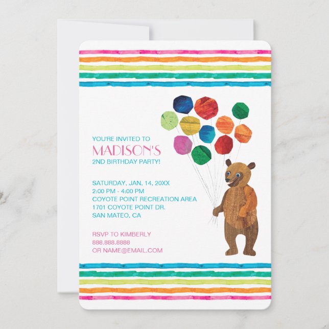 Invitación Eric Carle | Beary Rainbow Birday (Anverso)