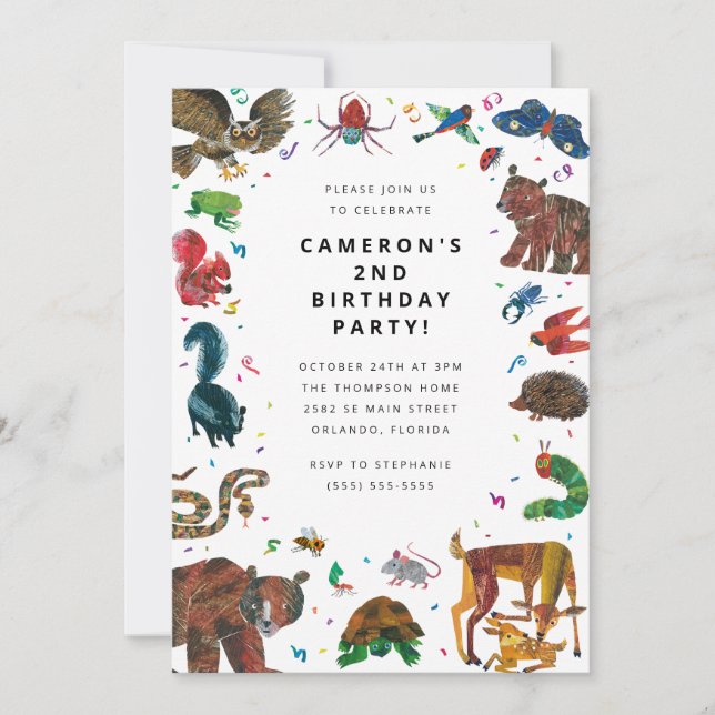 Invitación Eric Carle | Cumpleaños de Oso Pardo - Amigos del  (Anverso)