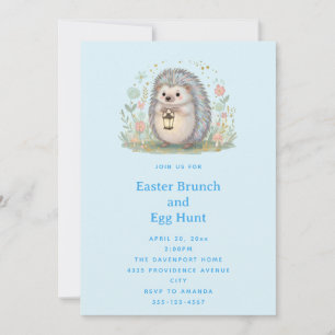 Invitación Erizo Adorable con Lámpara de Pascua