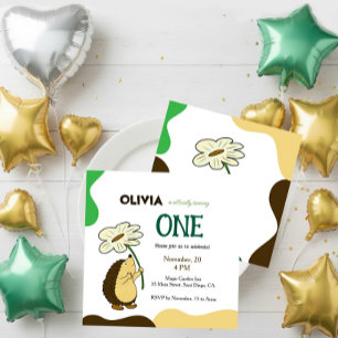Invitación Erizo de cumpleaños con manzanilla 