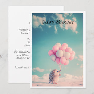 Invitación Erizo lindo con globos de cumpleaños, personalizab