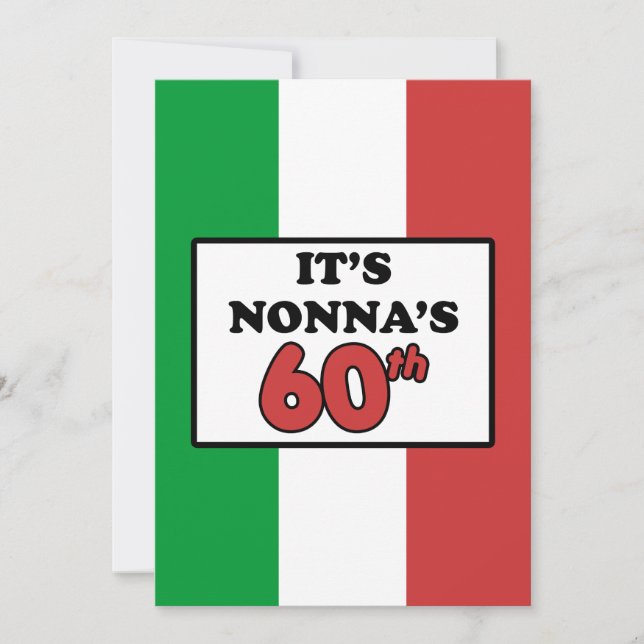 Invitación Es bandera italiana del 60.o cumpleaños de Nonna (Anverso)
