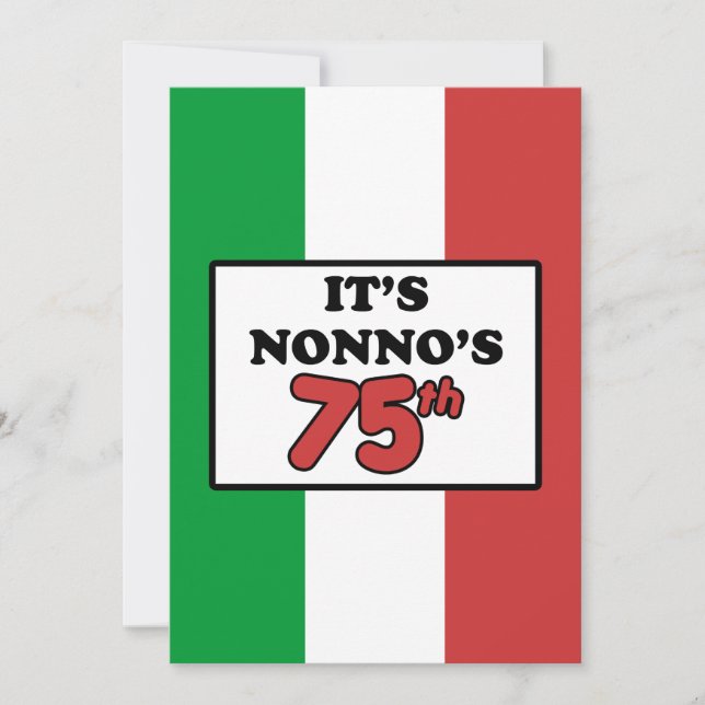 Invitación Es bandera italiana del 75.o cumpleaños de Nonno (Anverso)