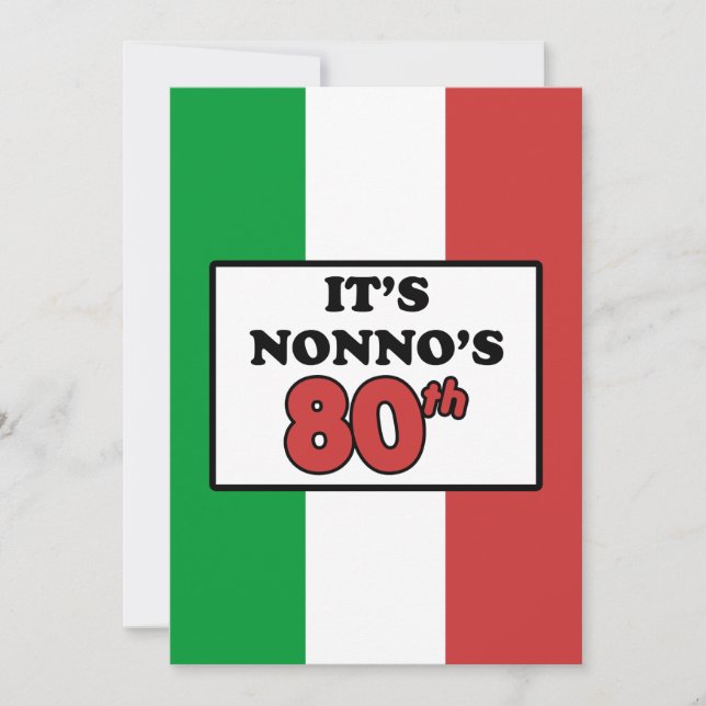 Invitación Es bandera italiana del 80.o cumpleaños de Nonno (Anverso)