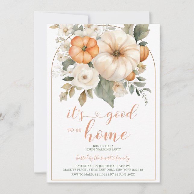 Invitación Es bueno ser Fiesta de calabaza en casa (Anverso)