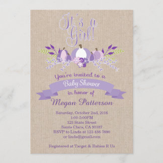 Invitación Es calabazas de una lavanda de la muchacha que