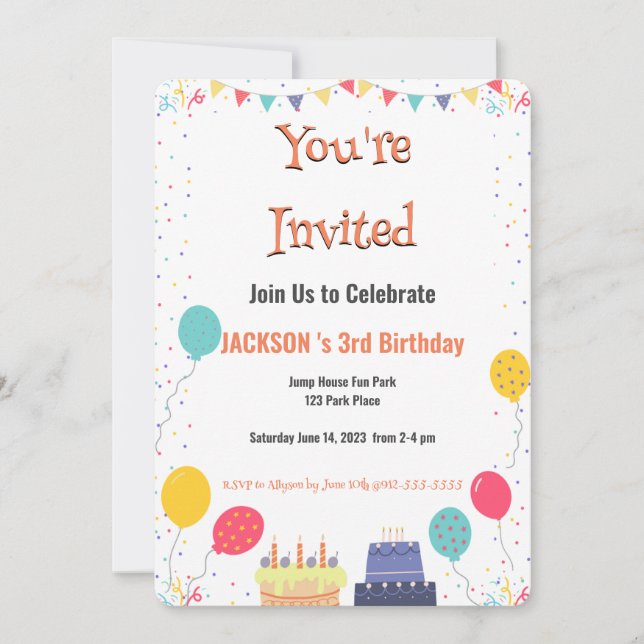 Invitación Es cumpleaños a la hora del Fiesta (Anverso)