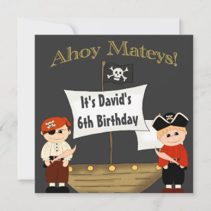 Invitación Es cumpleaños de los chicos piratas para mí