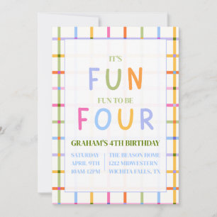 INVITACIÓN ES DIVERTIDO SER CUATRO, CUARTO CUMPLEAÑOS