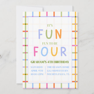 INVITACIÓN ES DIVERTIDO SER CUATRO, CUARTO CUMPLEAÑOS