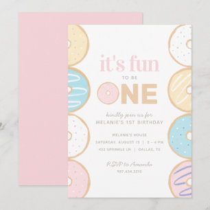 Invitación Es divertido ser el primer cumpleaños de un donut