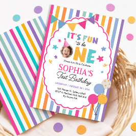 Invitación Es Divertido Ser Un Colorido Cumpleaños Número 1 F
