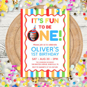 Invitación Es Divertido Ser Un Colorido Cumpleaños Número 1 F