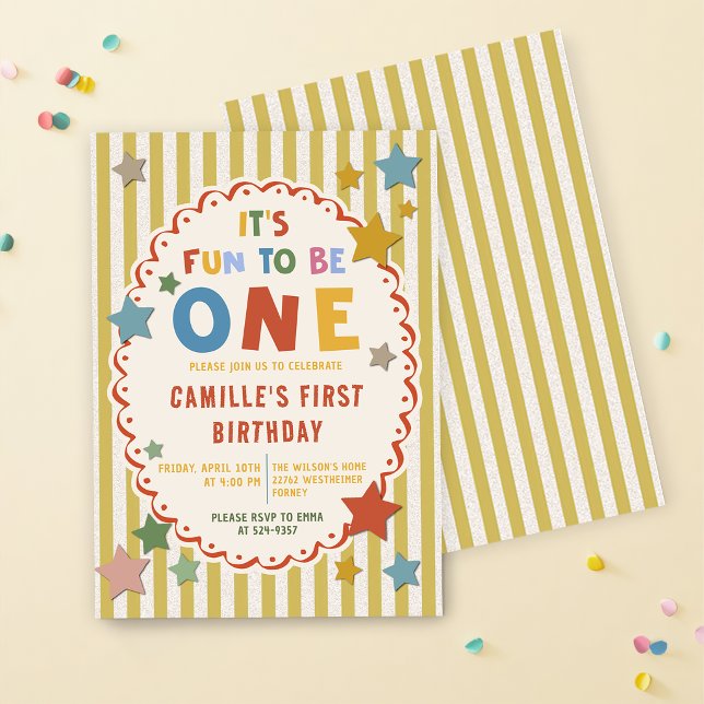 Invitación Es divertido ser un colorido primer cumpleaños (Subido por el creador)