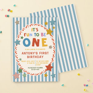 Invitación Es divertido ser un colorido primer cumpleaños