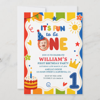 Invitación es divertido ser un cumpleaños de un color primari