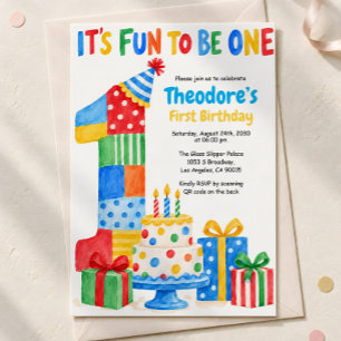 Invitación Es divertido ser un niño colorido en su primer cum