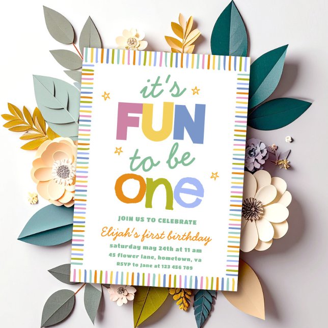 Invitación Es divertido ser una fiesta de cumpleaños colorida (Subido por el creador)
