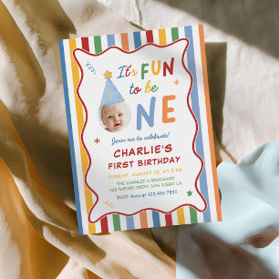 Invitación Es divertido ser una foto colorida cumpleaños 1