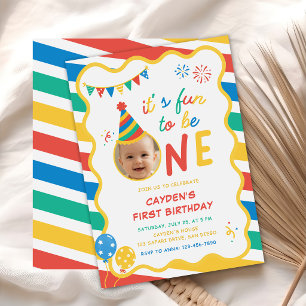 Invitación Es divertido ser una foto colorida de cumpleaños 1