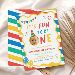 Invitación Es divertido ser una foto colorida de cumpleaños 1