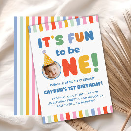 Invitación Es divertido ser una foto colorida de cumpleaños 1