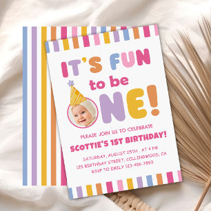 Invitación Es divertido ser una foto colorida de cumpleaños 1
