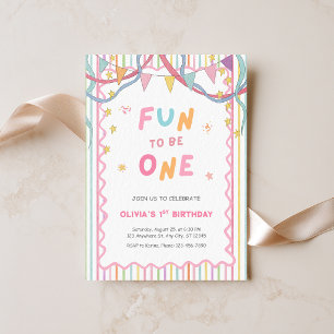 Invitación Es divertido ser una niña de 1 año de color rosa C