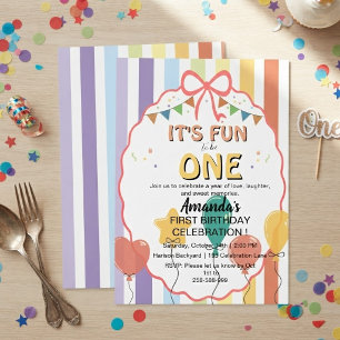 Invitación Es divertido ser una raya de arcoíris Cumpleaños 1