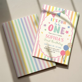 Invitación Es divertido ser una raya pastel 1er cumpleaños