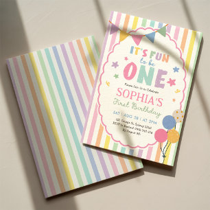 Invitación Es divertido ser una raya pastel 1er cumpleaños