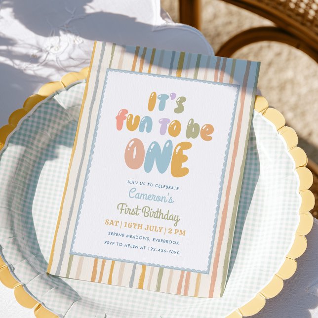 Invitación Es divertido ser una raya pastel de cumpleaños 1 (Subido por el creador)