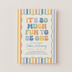 Invitación Es divertido ser uno Boho Rayas 1er Cumpleaños