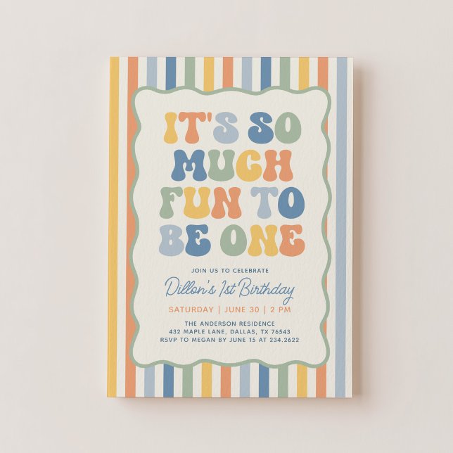 Invitación Es divertido ser uno Boho Rayas 1er Cumpleaños (Subido por el creador)