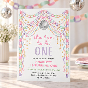 Invitación Es divertido ser uno: Cadena de papel Disco 1er Cu